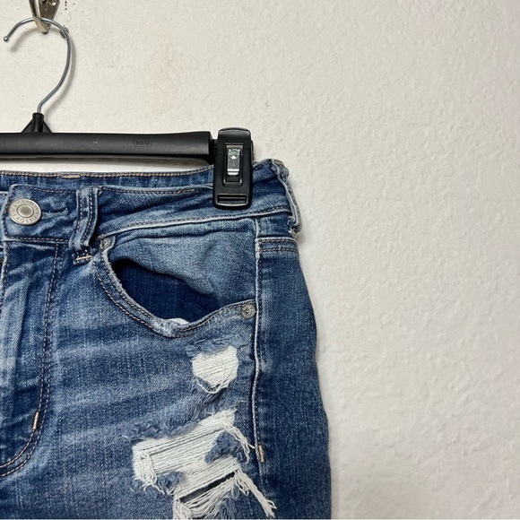 American Eagle Hi-Rise Shortie Distressed Cut Off Shorts - Picture 5 of 10